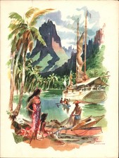 1960 S.S. LURLINE MATSON LINES cruise ship dinner menu TAHIHI, SOUTH PACIFIC
