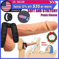 Reusable Cock Ring Glans Penis Enlarger Delayed Ejaculation-Sleeve-Extender Men