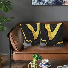 Black and Gold Marble Texture Throw Pillow 18" x Pack of 2 , Gbg