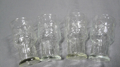 Libby White Flower Design Set of 4 12 oz Drinking Glasses Retro Floral 70's