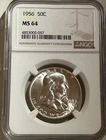 1956 Franklin Half Dollar Coin NGC MS 64