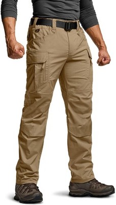 CQR Men's Flex Stretch Tactical Pants, Water Resistant Ripstop Cargo Pants, L...