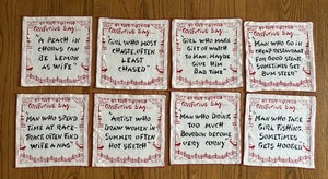 Set of 8 Vintage “Humorous Confucius Say” 8”x8" Linen Cocktail Napkins