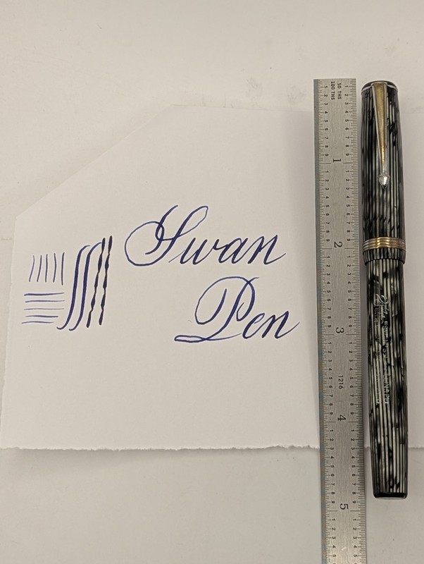 Swan Grey Stripe Celluloid Fountain Pen 14k Flexible Nib Restored