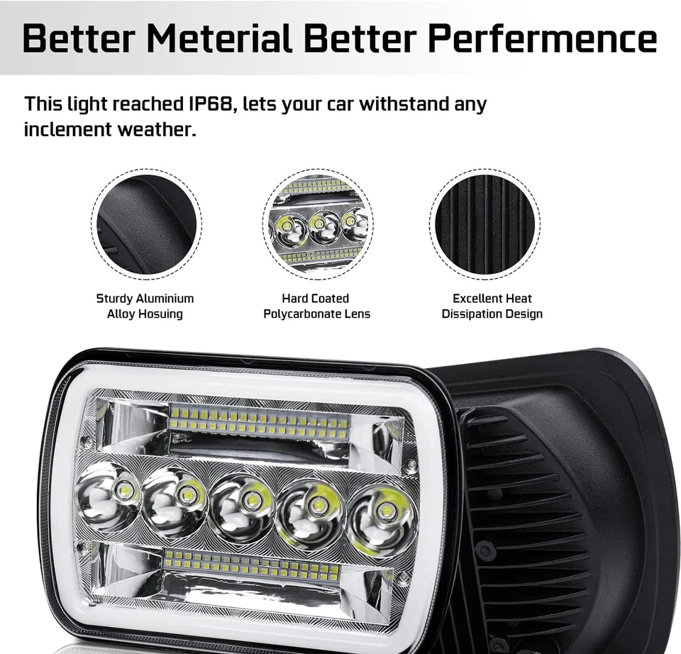 Par de faros LED anillo de haz alto-bajo DRL para camionetas GMC TopKick C6500 C5500 C4500 Foto 2 de 4