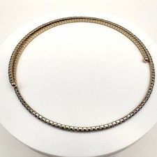 Vintage 80s Gold Tone Rhinestone Flexible Coil Wrap Choker Necklace Jewelry Boho
