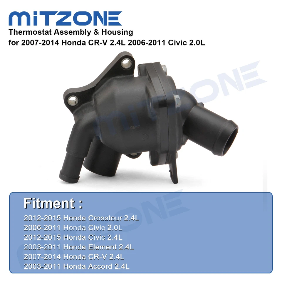 Thermostat Assembly & Housing for 2007-2014 Honda CR-V 2.4L 2006-2011 Civic 2.0L - Image 3 of 4