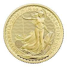 2026 Great Britain Gold Britannia £25 1/4 oz - BU 4458.48 per troy oz