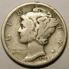 1918 D Mercury Dime 90% Silver VG-F  "Actual Coin Pictured - Not Cleaned"
