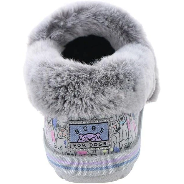 Bobs Skechers 拖鞋灰色人造毛皮舒适狗印花家居鞋 5 码/#S1122 — 第 3/4 张图片