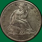 1858-O Seated Liberty Half Dollar Choice Extremely Fine XF+ Coin, Scratch #39273