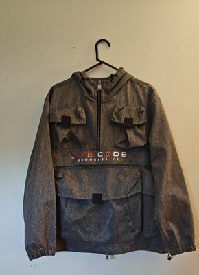 Life Code Progressive Men's Hooded Windbreaker Jacket Grey, Size Medium