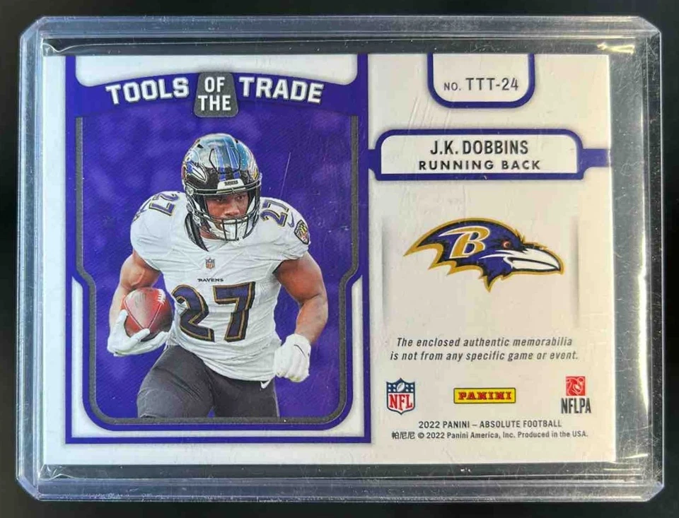 2022 Absolute J.K. Dobbins Tools of the Trade Triple Jersey #17/99 Ravens - Image 2 of 2