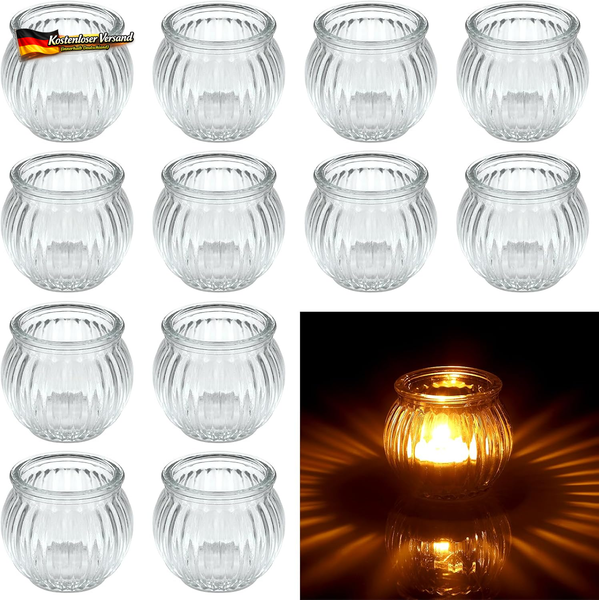 Hejo 12 StüCk Teelichthalter Glas, KüRbis TeelichtgläSer, KerzengläSer | Durchsi-image