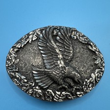 Vintage 1993 Eagle Belt Buckle Western Cowboy Rodeo Pewter Made in USA