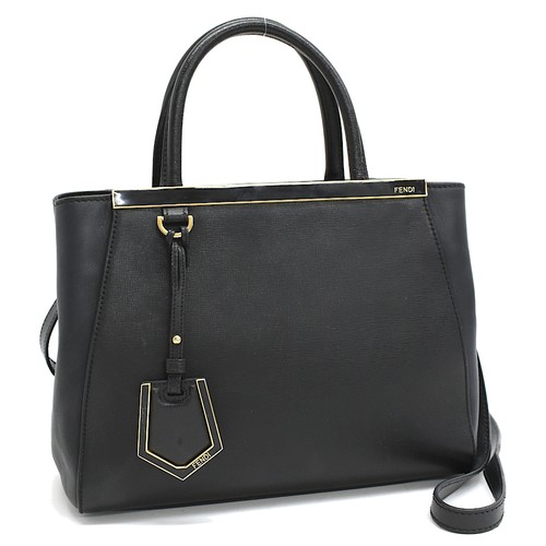 Auth FENDI 2Jours Petit 8BH253 Hand Shoulder Bag Black Leather T00T