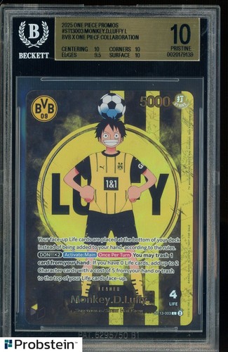 2025 ONE PIECE PROMOS BVB X ONE PIECE MATCH DAY 2025 #003 MONKEY D. LUFFY BGS 10