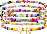 Bunte Perlen Armband Set Handgefertigt Mit Buchstaben Boho Herz Damen MäDchen