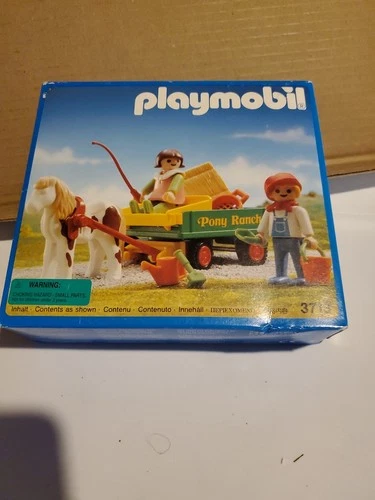 Playmobil 3713 Pony Wagon Horse Boy Girl Ranch Country New 1992 Version Vintage