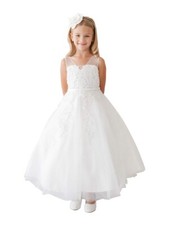 Tip Top Kids Holy First Communion Dresses for Grl 7-16 White Floor Teen Size 10
