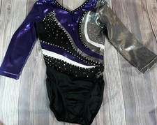 GORGEOUS GK ELITE COMPETITION Purple/Silver Swarovski Crystals Front Back AS