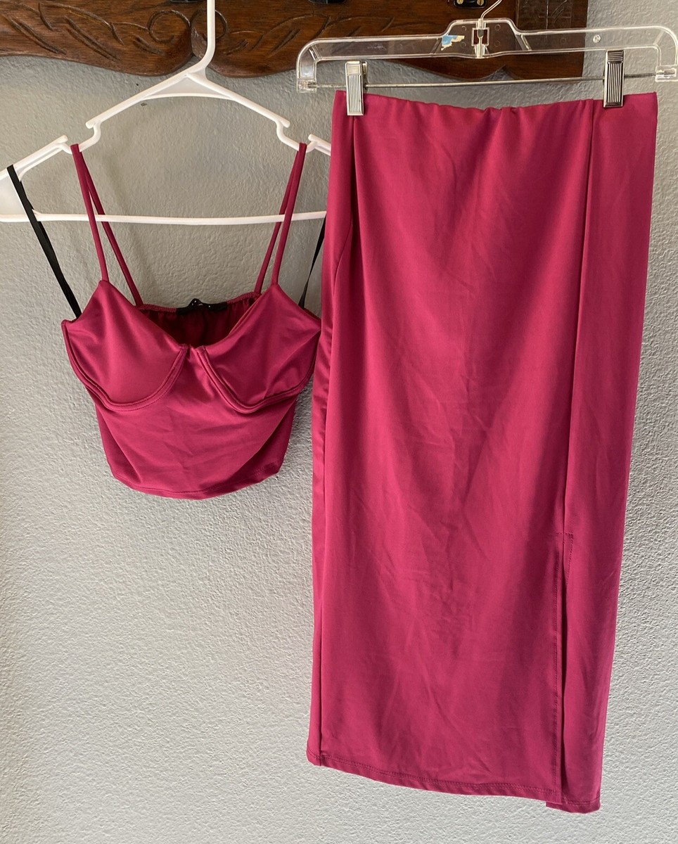 21 Saints 2 Piece Crop Top and Midi Skirt Matching Set