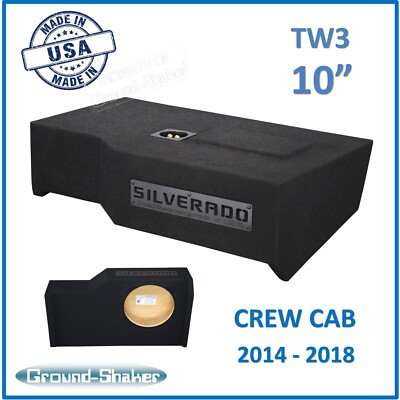 Chevy Silverado 2016 Crew-Cab 10'' Sub Box JL Audio TW3 Ground Shaker Speaker Box