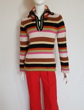 Joe Taft kuscheliger sehr weicher dicker Kaschmir Pullover bunt Grobstrick Leder