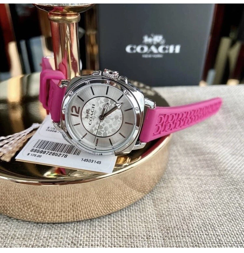 Orologio Nuovo con Etichette 14503145 Coach Donna Fidanzato Logo In rilievo Cinturino in Gomma 34mm