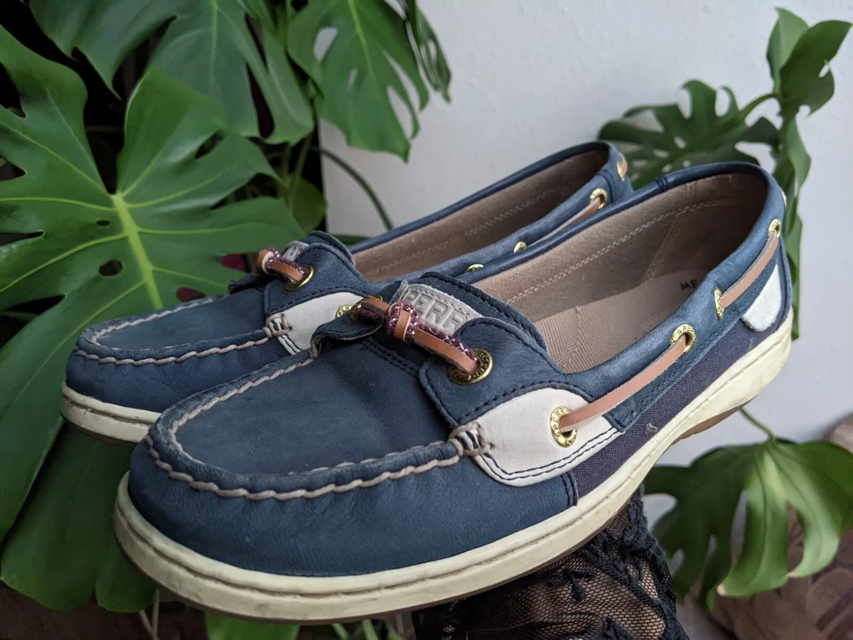 Sperry Top Sider Women s Leather Boat Shoes Navy Blue Size 8