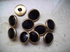 10 schwarze Knöpfe  mit Goldrand 15mm
