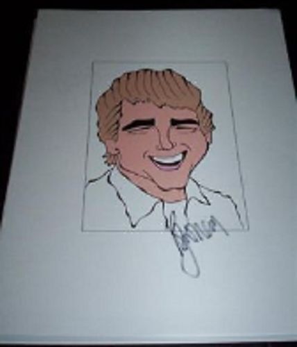 RYAN ONEAL Oscar Best Actor in "Love Story" Signed 8.5x11 Cartoon Autograph b - Afbeelding 1 van 1