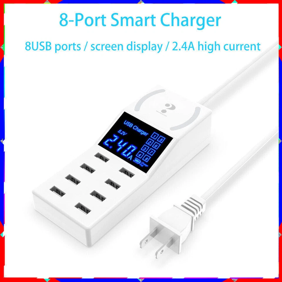 Smart USB multi-port 5V/8A charger +8USB+ non-slip pad hub for safe charging - Image 2 of 4