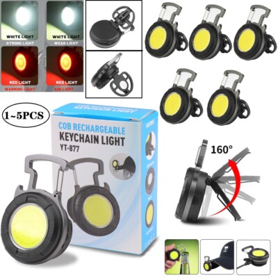 800 Lumens LED Mini Flashlight COB Keychain Light Pocket Lamp USB Rechargeable