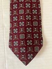 Henry Grethel Men's Necktie Tie Italian Silk Maroon Golf Clubs Balls Made in USA