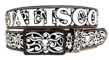 MEN'S JALISCO WESTERN LEATHER BELT COWBOY RODEO BELT. CINTO VAQUERO JALISCO