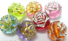 100 BULK Beads Acrylic Round Beads Assorted Lot 8mm Bling Rose Wholesale