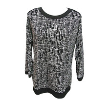 Vintage Pullover Top Silky Stretch Knit Black White Liz Claiborne Size M