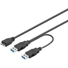 Goobay Cavo USB 3.0 SuperSpeed ad Y 2x A M / Micro B M 0,3 m Nero