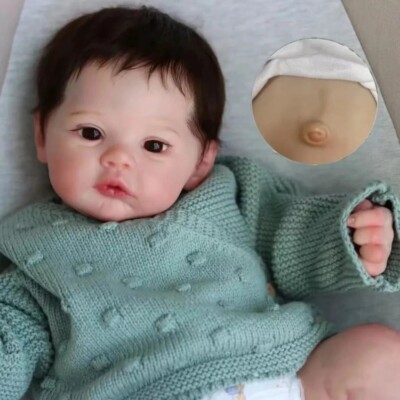 45cm Lifelike Reborn Realistic Baby Girl Meadow Full Body Silicone Rooted Hair..