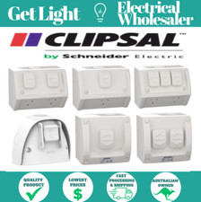 Clipsal Weather Protected Power Point Outlet Sockets + Switches - Grey
