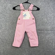 VTG 90s OshKosh B'gosh Pink Bunny Overalls 2T Vestbak Embroidered Cute