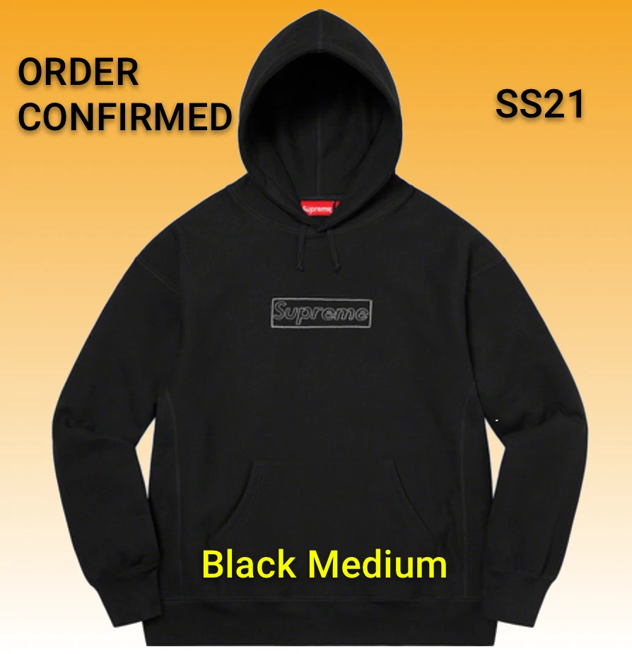 Boîte à capuche logo craie Supreme KAWS logo BOGO SS21 blanc moyen commande confirmée 