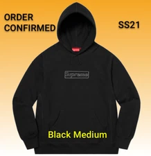 Supreme KAWS Chalk Logo Hoodie Box Logo BOGO SS21 Blk Medium 💥Order Confirmed💥