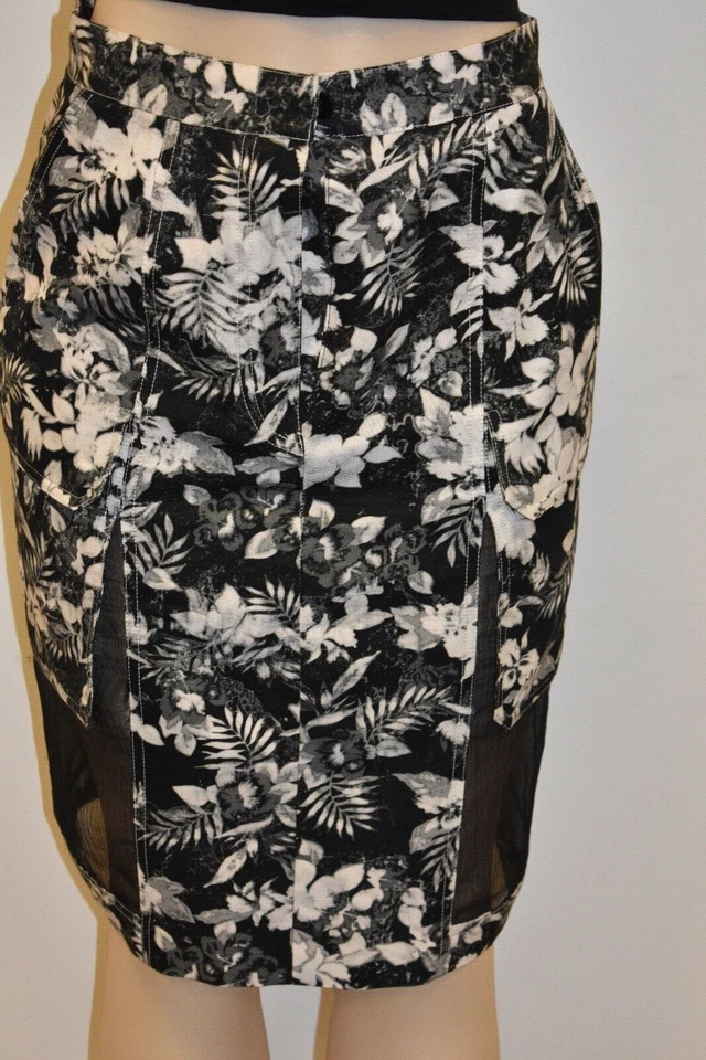 Falda para mujer Alexander Wang negra/blanca floral mezcla de algodón talla 6 en oferta rg Foto 2 de 4