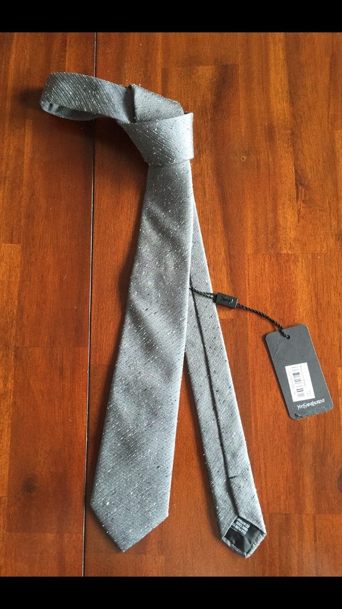 YVES SAINT LAURENT THE SIZE 7 GREY SILK TIE $ 255 | eBay