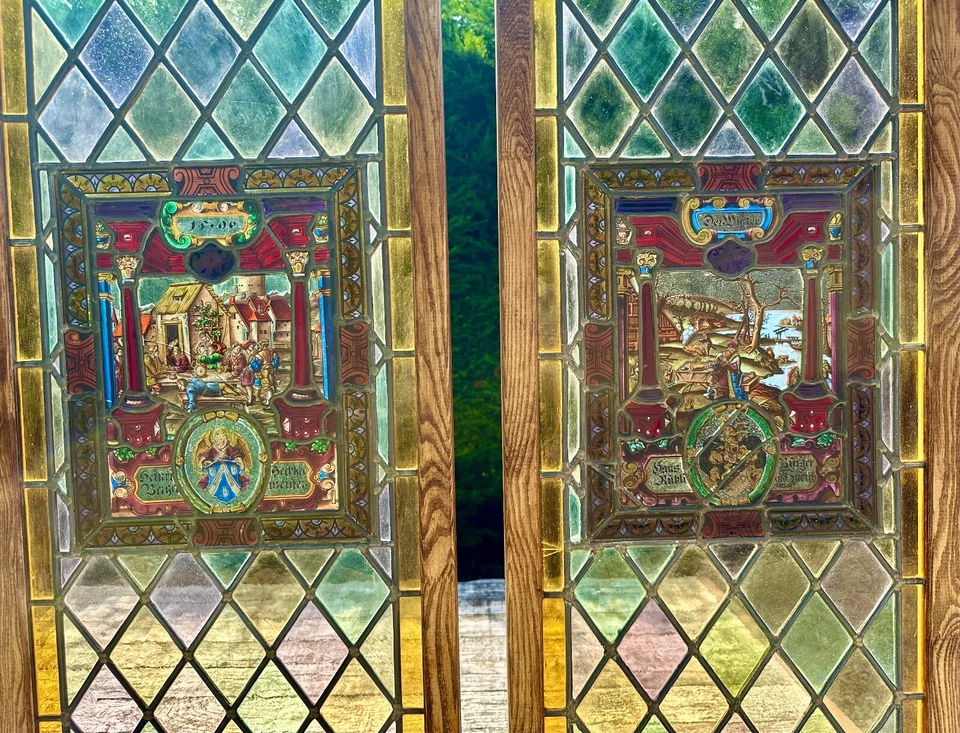 Vitraux (la paire) suisse renaissance XVIII eme - Photo 4/4