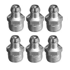 6 Pieces Metric Grease Fitting M8 M8X1.25 Zerk Nipple Steel Straight L-GL