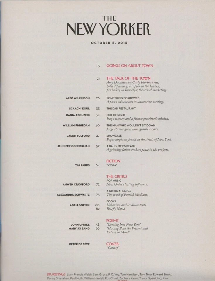 New Yorker Magazine Catnap 2015 Cover Art Peter De Seve Foto 2 de 3