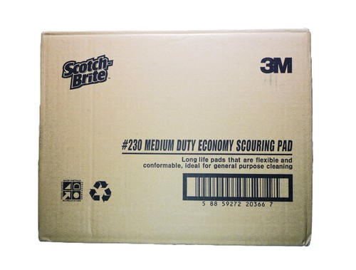 3M Scotch-Brite 230x150mm Medium Duty Scoring Pad General Purpose Green x 4 - Picture 4 of 5